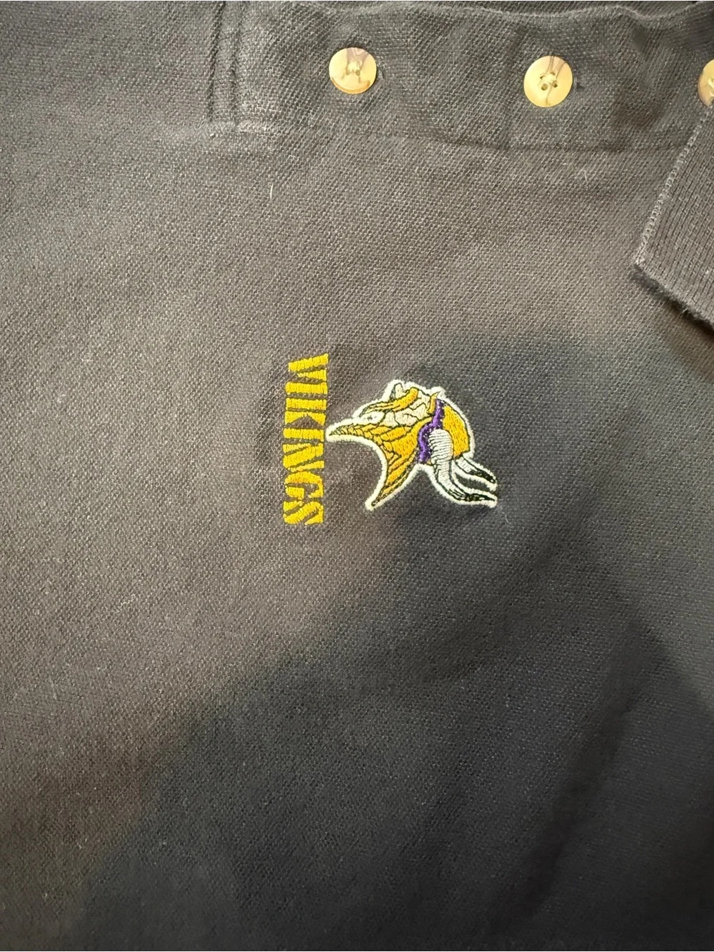NFL Vikings Black Polo Shirt with Yellow Logo‎